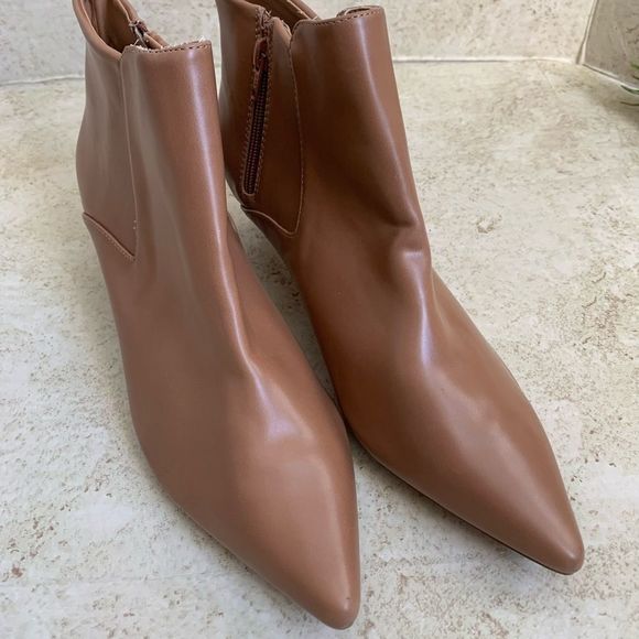 Zara | Brown Leather Zip Up Heeled Ankle Boots - Picture 3 of 5